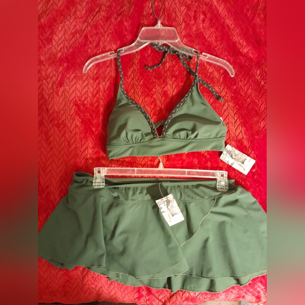 Merona Olive Green Two-Piece Swimsuit